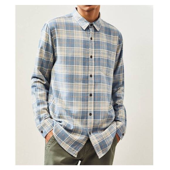 Pacsun Men's Size‎ Medium Blue Plaid Classic Long Sleeve Flannel Button Up Shirt - Picture 1 of 9
